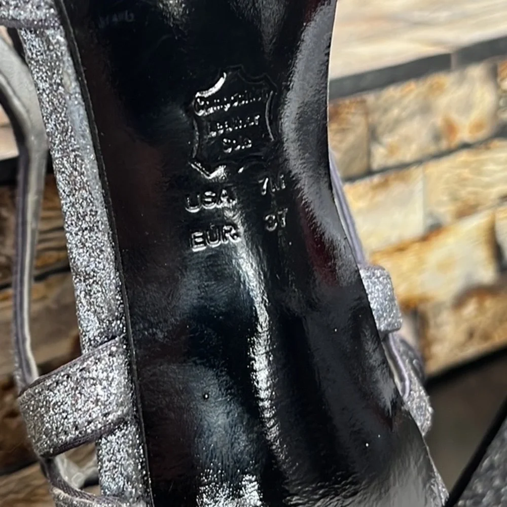 NINA Pewter Glitter Strappy Sling Back Dress Sandals - Size 7 - Picture 9 of 13